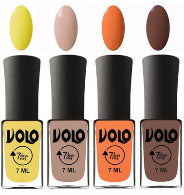 

Volo Ultra Lasting HD Shine Awesome Nail Polish Combo Yellow, Light Nude, Peach, Brown(Pack of 4)