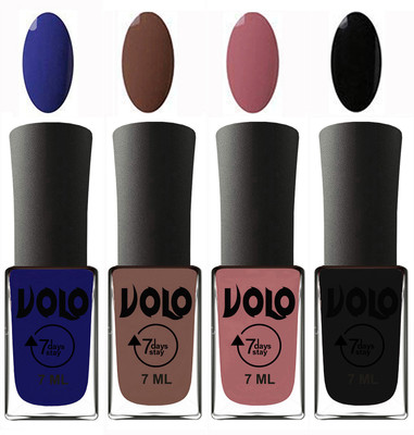 

Volo Ultra Lasting HD Shine Awesome Nail Polish Combo Navy Blue, Brown, Chocolate Peach, Black(Pack of 4)