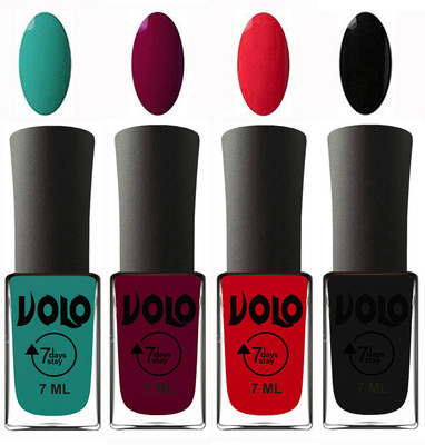 

Volo Ultra Lasting HD Shine Awesome Nail Polish Combo Radium Green, Wine Maroon, Redish Orange, Black(Pack of 4)