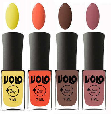 

Volo Ultra Lasting HD Shine Awesome Nail Polish Combo Yellow, Neon Orange, Brown, Chocolate Peach(Pack of 4)