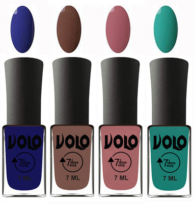 

Volo Ultra Lasting HD Shine Awesome Nail Polish Combo Navy Blue, Brown, Chocolate Peach, Radium Green(Pack of 4)