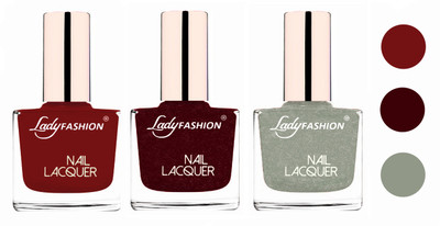 

Lady Fashion Glossy & Long Stay Nail Polish combo Coffee,Maroon,Grey(Pack of 3)