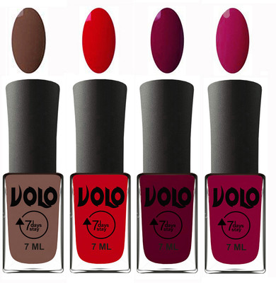 

Volo Ultra Lasting HD Shine Awesome Nail Polish Combo Brown, Blood Red, Wine Maroon, Magnta(Pack of 4)
