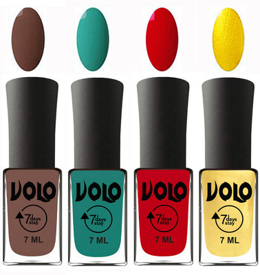 

Volo Ultra Lasting HD Shine Awesome Nail Polish Combo Brown, Radium Green, Blood Red, Metallic Light Golden(Pack of 4)