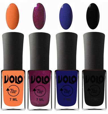 

Volo Ultra Lasting HD Shine Awesome Nail Polish Combo Peach, Wine, Navy Blue, Black(Pack of 4)