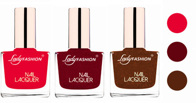 

Lady Fashion Glossy & Long Stay Nail Polish combo Sweet Red,Pink,Copper(Pack of 3)