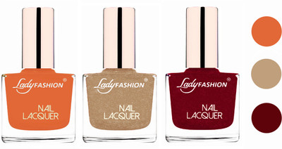

Lady Fashion Glossy & Long Stay Nail Polish combo Nude,Beach Nude,Pink(Pack of 3)