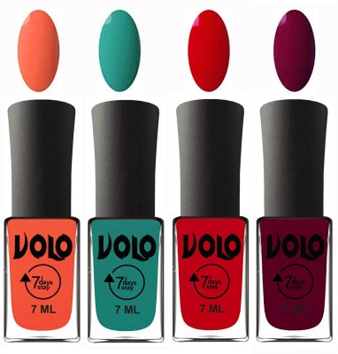 

Volo Ultra Lasting HD Shine Awesome Nail Polish Combo Neon Orange, Radium Green, Blood Red, Wine Maroon(Pack of 4)