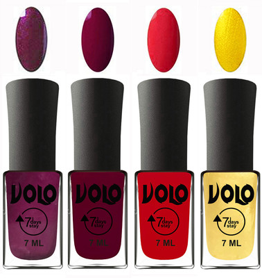 

Volo Ultra Lasting HD Shine Awesome Nail Polish Combo Wine, Wine Maroon, Redish Orange, Metallic Light Golden(Pack of 4)