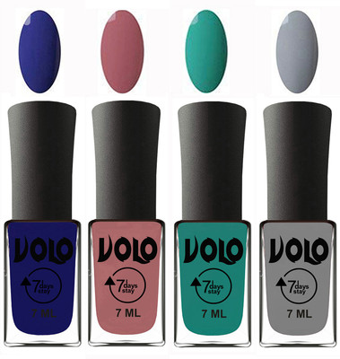 

Volo Ultra Lasting HD Shine Awesome Nail Polish Combo Navy Blue, Chocolate Peach, Radium Green, Light Grey(Pack of 4)