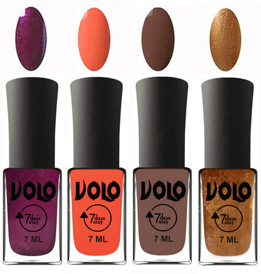 

Volo Ultra Lasting HD Shine Awesome Nail Polish Combo Wine, Neon Orange, Brown, Metallic Dark Golden(Pack of 4)