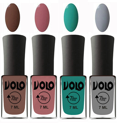 

Volo Ultra Lasting HD Shine Awesome Nail Polish Combo Brown, Chocolate Peach, Radium Green, Light Grey(Pack of 4)