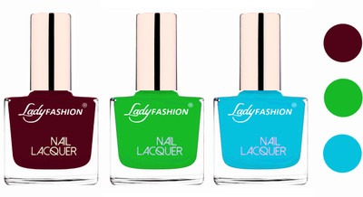 

Lady Fashion Glossy & Long Stay Nail Polish combo Maroon,Light Green,Sky Blue(Pack of 3)