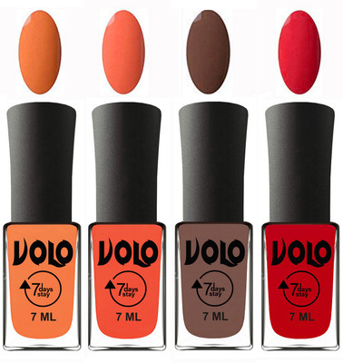 

Volo Ultra Lasting HD Shine Awesome Nail Polish Combo Peach, Neon Orange, Brown, Redish Orange(Pack of 4)