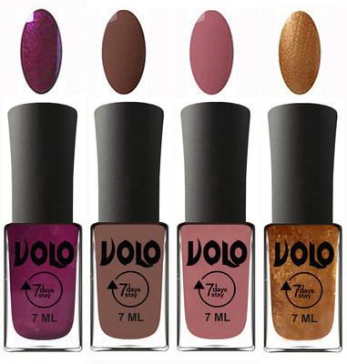 

Volo Ultra Lasting HD Shine Awesome Nail Polish Combo Wine, Brown, Chocolate Peach, Metallic Dark Golden(Pack of 4)