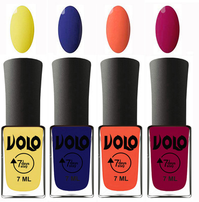 

Volo Ultra Lasting HD Shine Awesome Nail Polish Combo Yellow, Navy Blue, Neon Orange, Magnta(Pack of 4)