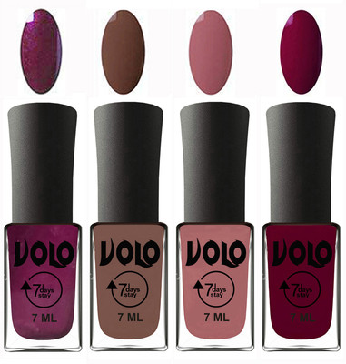 

Volo Ultra Lasting HD Shine Awesome Nail Polish Combo Wine, Brown, Chocolate Peach, Wine Maroon(Pack of 4)