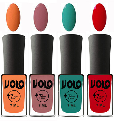 

Volo Ultra Lasting HD Shine Awesome Nail Polish Combo Peach, Chocolate Peach, Radium Green, Blood Red(Pack of 4)