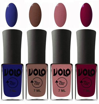 

Volo Ultra Lasting HD Shine Awesome Nail Polish Combo Navy Blue, Brown, Chocolate Peach, Wine Maroon(Pack of 4)