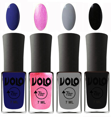 

Volo Ultra Lasting HD Shine Awesome Nail Polish Combo Navy Blue, Metallic Pink, Light Grey, Black(Pack of 4)