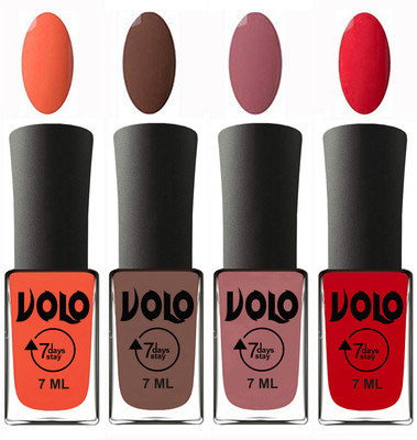 

Volo Ultra Lasting HD Shine Awesome Nail Polish Combo Neon Orange, Brown, Chocolate Peach, Redish Orange(Pack of 4)