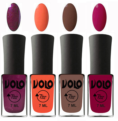 

Volo Ultra Lasting HD Shine Awesome Nail Polish Combo Wine, Neon Orange, Brown, Magnta(Pack of 4)