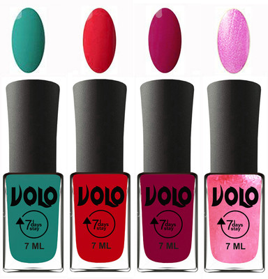 

Volo Ultra Lasting HD Shine Awesome Nail Polish Combo Radium Green, Redish Orange, Magnta, Metallic Pink(Pack of 4)