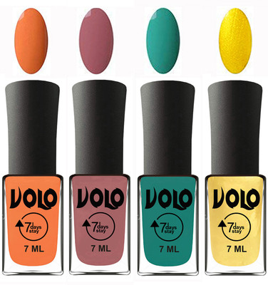 

Volo Ultra Lasting HD Shine Awesome Nail Polish Combo Peach, Chocolate Peach, Radium Green, Metallic Light Golden(Pack of 4)