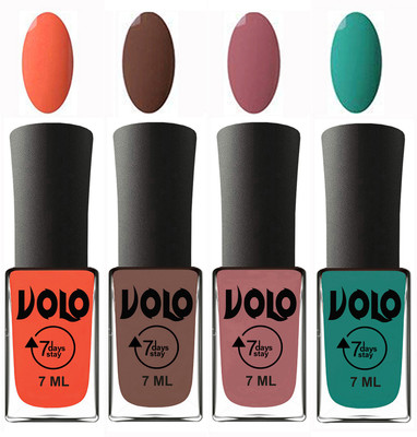 

Volo Ultra Lasting HD Shine Awesome Nail Polish Combo Neon Orange, Brown, Chocolate Peach, Radium Green(Pack of 4)