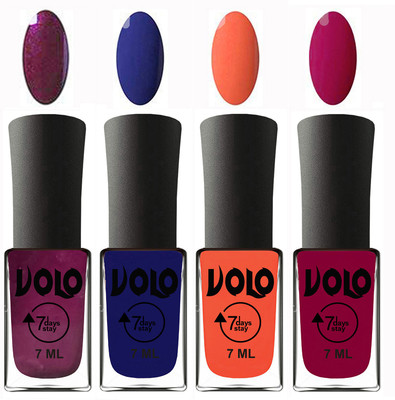 

Volo Ultra Lasting HD Shine Awesome Nail Polish Combo Magnta, Wine, Navy Blue, Neon Orange(Pack of 4)