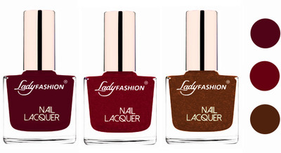 

Lady Fashion Glossy & Long Stay Nail Polish combo Maroon,Pink,Copper(Pack of 3)