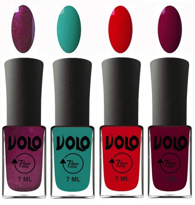 

Volo Ultra Lasting HD Shine Awesome Nail Polish Combo Wine, Radium Green, Blood Red, Wine Maroon(Pack of 4)