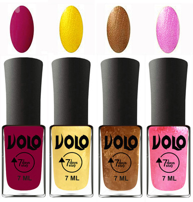 

Volo Ultra Lasting HD Shine Awesome Nail Polish Combo Magnta, Metallic Light Golden, Metallic Dark Golden, Metallic Pink(Pack of 4)