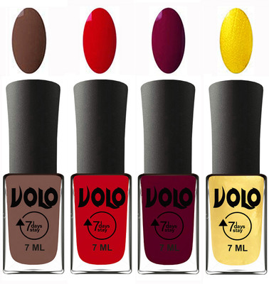 

Volo Ultra Lasting HD Shine Awesome Nail Polish Combo Brown, Blood Red, Wine Maroon, Metallic Light Golden(Pack of 4)