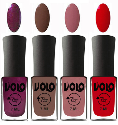 

Volo Ultra Lasting HD Shine Awesome Nail Polish Combo Wine, Brown, Chocolate Peach, Blood Red(Pack of 4)