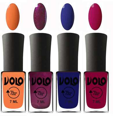 

Volo Ultra Lasting HD Shine Awesome Nail Polish Combo Magnta, Peach, Wine, Navy Blue(Pack of 4)