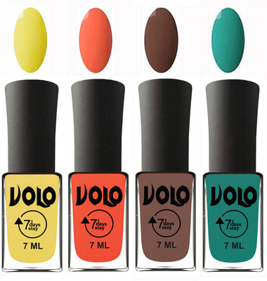 

Volo Ultra Lasting HD Shine Awesome Nail Polish Combo Yellow, Neon Orange, Brown, Radium Green(Pack of 4)