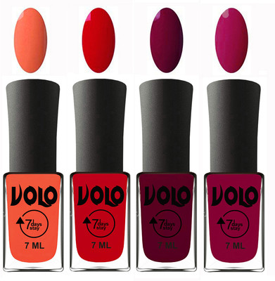 

Volo Ultra Lasting HD Shine Awesome Nail Polish Combo Neon Orange, Blood Red, Wine Maroon, Magnta(Pack of 4)