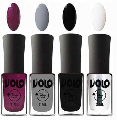 

Volo Ultra Lasting HD Shine Awesome Nail Polish Combo Wine, Light Grey, Black, Top Coat(Pack of 4)