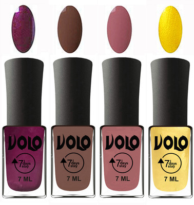 

Volo Ultra Lasting HD Shine Awesome Nail Polish Combo Wine, Brown, Chocolate Peach, Metallic Light Golden(Pack of 4)