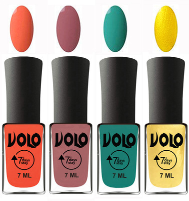 

Volo Ultra Lasting HD Shine Awesome Nail Polish Combo Neon Orange, Chocolate Peach, Radium Green, Metallic Light Golden(Pack of 4)