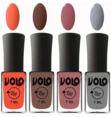 

Volo Ultra Lasting HD Shine Awesome Nail Polish Combo Neon Orange, Brown, Chocolate Peach, Light Grey(Pack of 4)