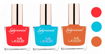 

Lady Fashion Glossy & Long Stay Nail Polish combo Baby Pink,Sky Blue,Nude(Pack of 3)