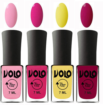 

Volo Ultra Lasting HD Shine Awesome Nail Polish Combo Light Pink, Magnta, Yellow, Black(Pack of 4)
