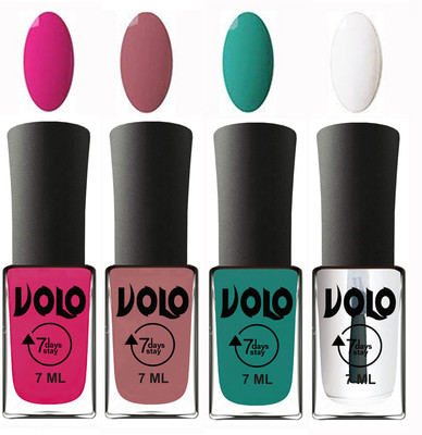 

Volo Ultra Lasting HD Shine Awesome Nail Polish Combo Magnta, Chocolate Peach, Radium Green, Top Coat(Pack of 4)