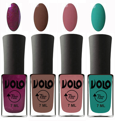 

Volo Ultra Lasting HD Shine Awesome Nail Polish Combo Wine, Brown, Chocolate Peach, Radium Green(Pack of 4)