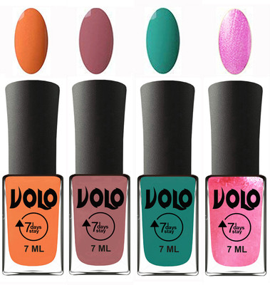 

Volo Ultra Lasting HD Shine Awesome Nail Polish Combo Peach, Chocolate Peach, Radium Green, Metallic Pink(Pack of 4)