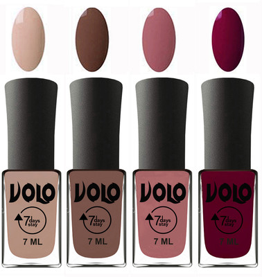 

Volo Ultra Lasting HD Shine Awesome Nail Polish Combo Light Nude, Brown, Chocolate Peach, Wine Maroon(Pack of 4)