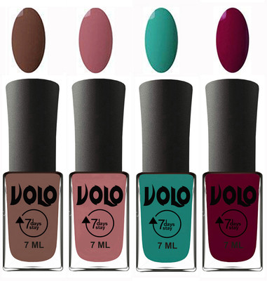 

Volo Ultra Lasting HD Shine Awesome Nail Polish Combo Brown, Chocolate Peach, Radium Green, Wine Maroon(Pack of 4)