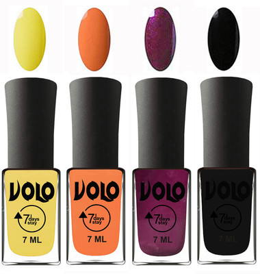 

Volo Ultra Lasting HD Shine Awesome Nail Polish Combo Yellow, Peach, Wine, Black(Pack of 4)